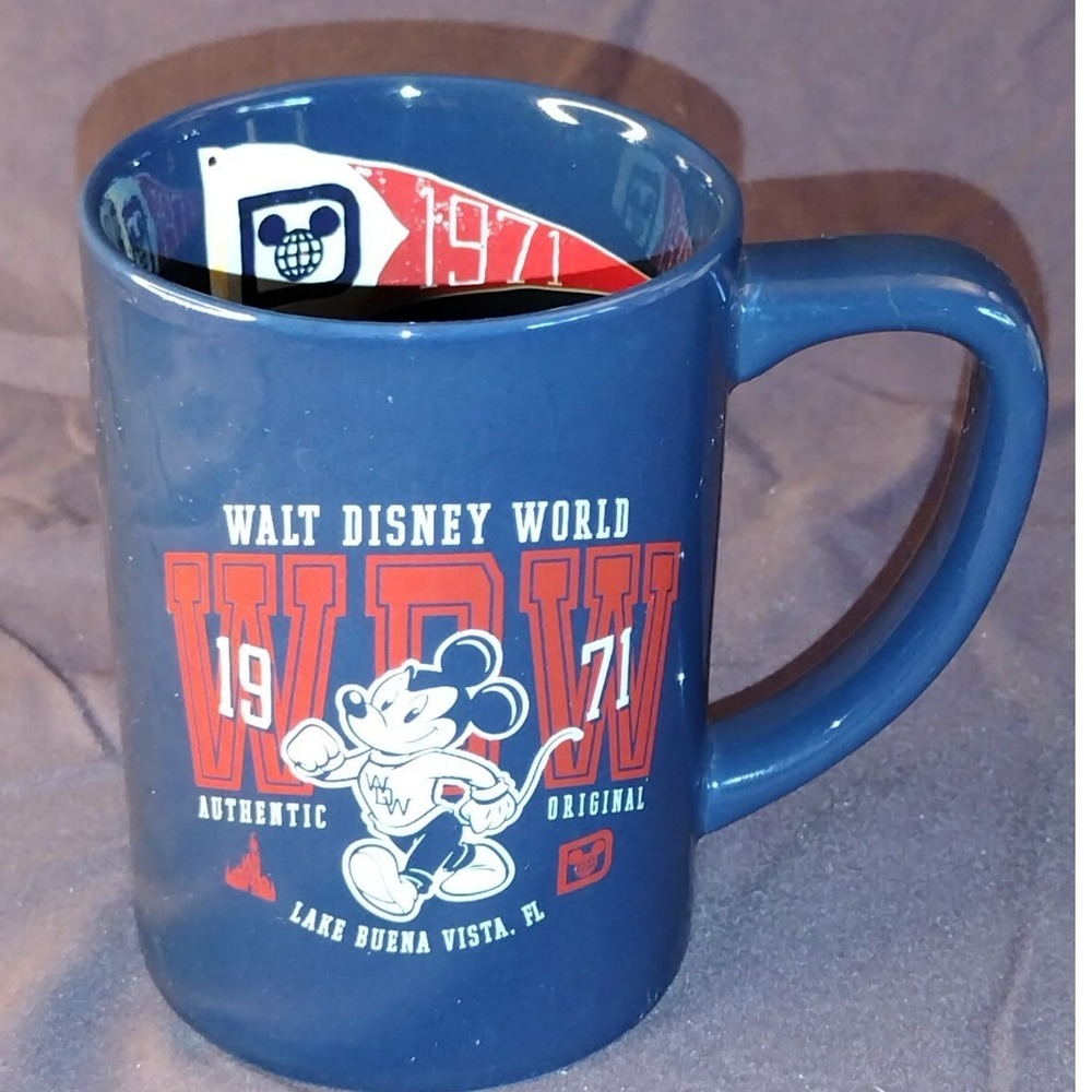 Walt Disney World Mickey Mouse 1971 Navy Blue Coffee Mug WDW Authentic Original
